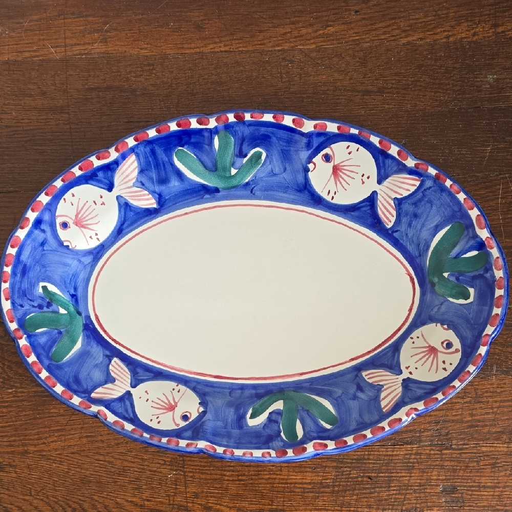 Vietri Solimene Oval Terricota Platter Made In Italy Colorful Quallity New